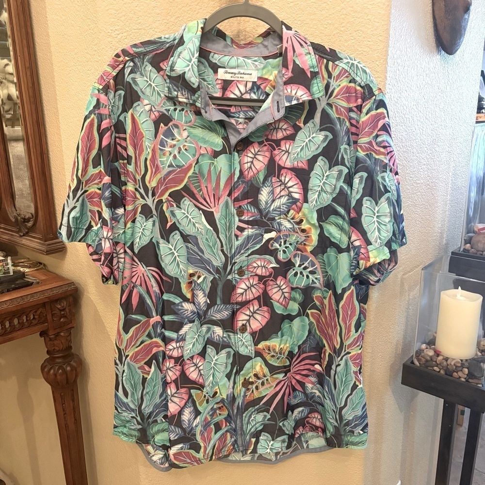 TOMMY BAHAMA Men Multicolor Mojito Bay Tropical Button Short Sleeve Top Size XL